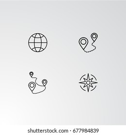 Set of 4 perfect icons for navigation. Vector illustration.