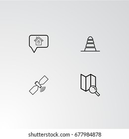 Set of 4 perfect icons for navigation. Vector illustration.