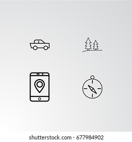 Set of 4 perfect icons for navigation. Vector illustration.