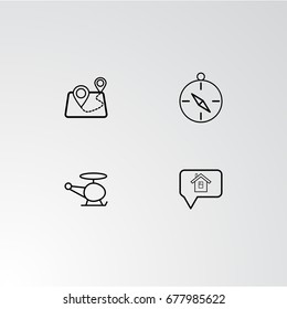 Set of 4 perfect icons for navigation. Vector illustration.