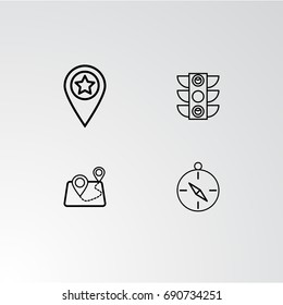 Set of 4 perfect icons for navigation. Vector illustration.