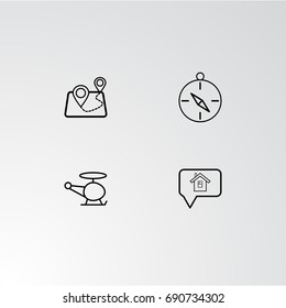 Set of 4 perfect icons for navigation. Vector illustration.