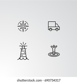 Set of 4 perfect icons for navigation. Vector illustration.