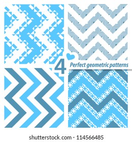 A set of 4 perfect seamless Zig zag patterns.