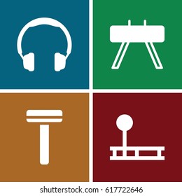  set of 4 personal filled icons such as razor, headphones
