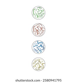 Set of 4 petri dish colorful icons with bacteria, simple vector illustration design. Medical cartoon symbol to use in websites, lectures, presentations, etc.