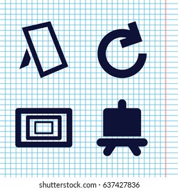 Set of 4 pictogram filled icons such as board, photo