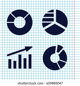 Set of 4 pie filled icons such as pie chart