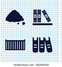 Set of 4 pile filled icons such as ground heap, cargo box