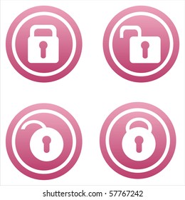 set of 4 pink lock signs
