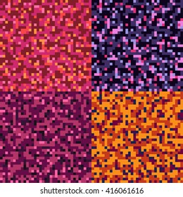 Set of 4 Pixel Seamless Patterns. Camouflage Prints for Textile Design / Vector Illustration