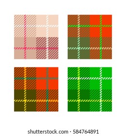 set of 4 Plaid fabric texture cells with stripes Scotland
