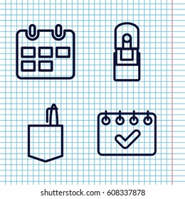 Set of 4 plan outline icons such as office room, office supply