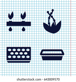 Set of 4 plants filled icons such as pot for plants