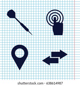 Set of 4 point filled icons such as touchscreen, dart, arrow