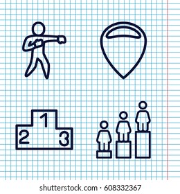 Set of 4 position outline icons such as ranking, karate