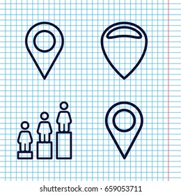Set of 4 position outline icons such as ranking, location pin