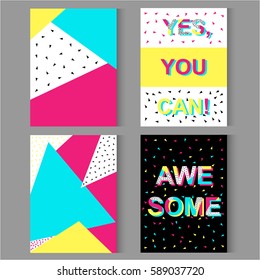 Set of 4 posters. 80s-90s style.