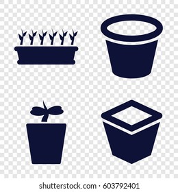 Set of 4 potted filled icons such as pot for plants
