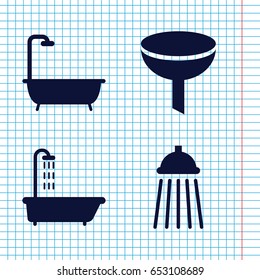 Set of 4 pouring filled icons such as shower