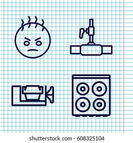 Set of 4 pressure outline icons such as cooker, vice clamp, water pipe