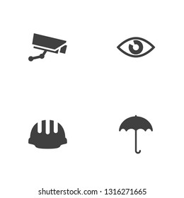 Set of 4 procuring icons set. Collection of helmet, security, eye and other elements.
