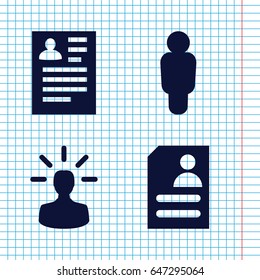 Set of 4 profile filled icons such as resume, user bulb