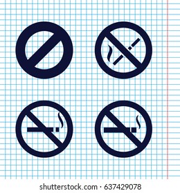 Set of 4 prohibit filled icons such as no smoking