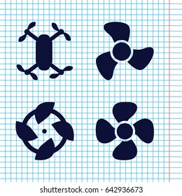 Set of 4 propeller filled icons such as fan