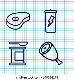 Set of 4 protein outline icons such as beef