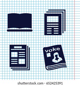 Set of 4 publish filled icons such as magazine, book