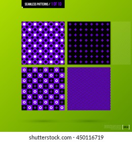 Set of 4 purple corporate backgrounds. Vector seamless patterns.