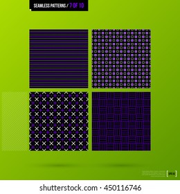 Set of 4 purple corporate backgrounds. Vector seamless patterns.