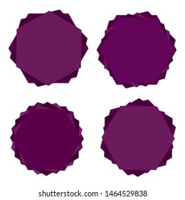 Set of 4 purple frames and badges. Useful for poster, banner, package design. Vector illustration