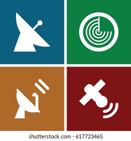 set of 4 radar filled icons such as satellite