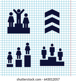 Set of 4 ranking filled icons such as ranking