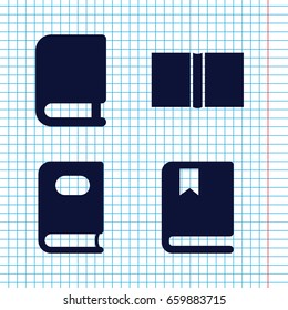 Set of 4 read filled icons such as