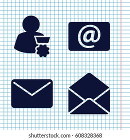 Set of 4 receive filled icons such as envelope, email, mail