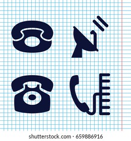 Set of 4 receiver filled icons such as desk phone, satellite