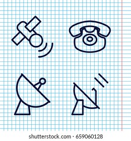 Set of 4 receiver outline icons such as satellite