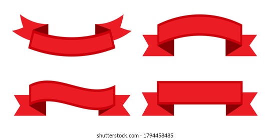 Set of 4 red ribbon banners.