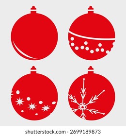 Conjunto de 4 bolas de Navidad de Vector rojo