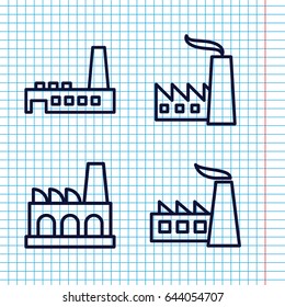 Set of 4 refinery outline icons such as