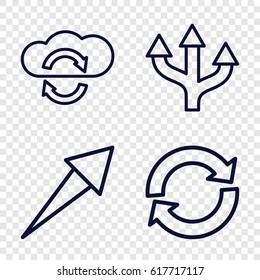 set of 4 refresh outline icons such as arrow, cloud sync