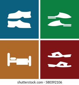 Set of 4 relax filled icons such as slippers
