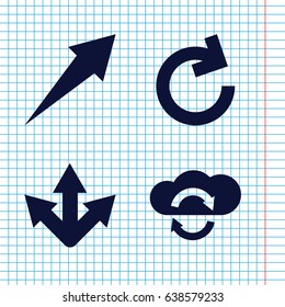 Set of 4 reload filled icons such as arrow, cloud sync