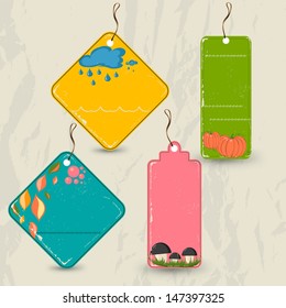 Set of 4 retro autumn tags. Vector illustration eps10