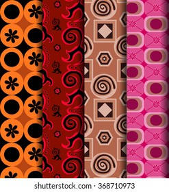 set 4 Retro pattern wallpaper set vintage