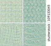 set of 4 retro seamless patterns in 3 colours