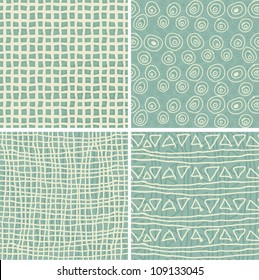 set of 4 retro seamless patterns in 3 colours